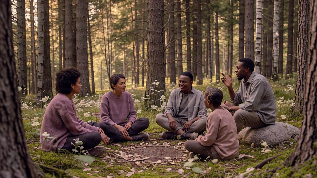 A peaceful gathering of souls in the Wild Roses Reiki community circle